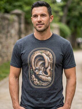 Curbside Clothing Artist Josh Audiss Listening Art Artwork T-shirt Top Tee Shirt